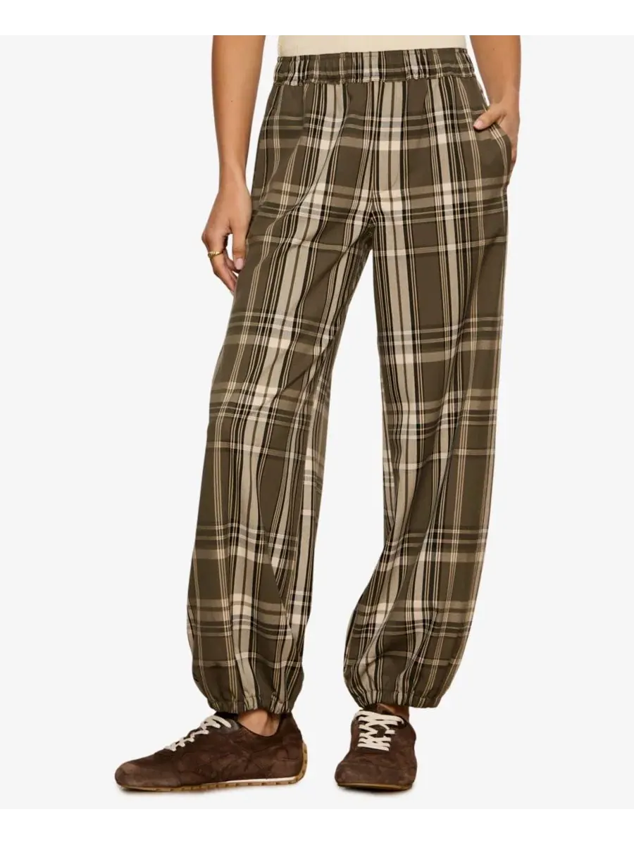 Брюки-балун с защипами сзади, модель Petite Micro Pull-On Balloon Sanctuary, Linden Plaid