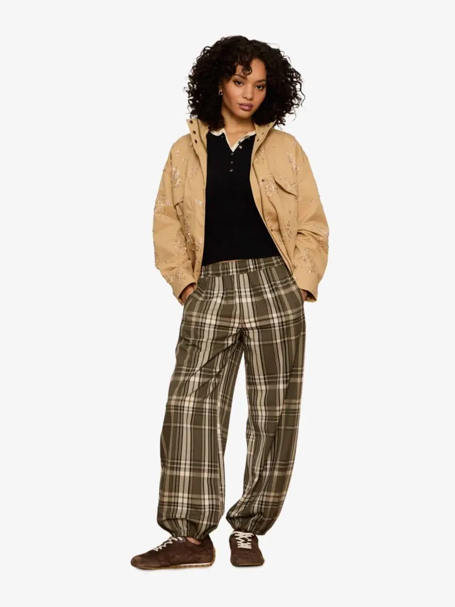 Брюки-балун с защипами сзади, модель Petite Micro Pull-On Balloon Sanctuary, Linden Plaid — изображение 2 из 7