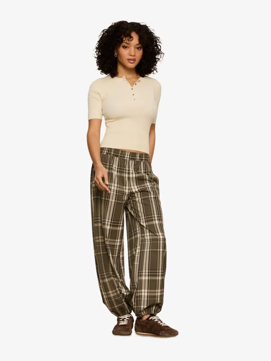 Брюки-балун с защипами сзади, модель Petite Micro Pull-On Balloon Sanctuary, Linden Plaid — изображение 3 из 7