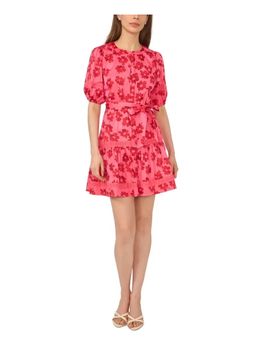 Платье мини с принтом и рукавом-фонарик CeCe, Classic Cherry