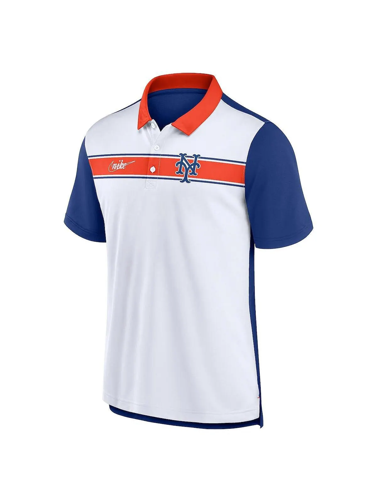 Мужская белая рубашка-поло Royal New York Mets в полоску с перемоткой Nike — изображение 2 из 3, белый