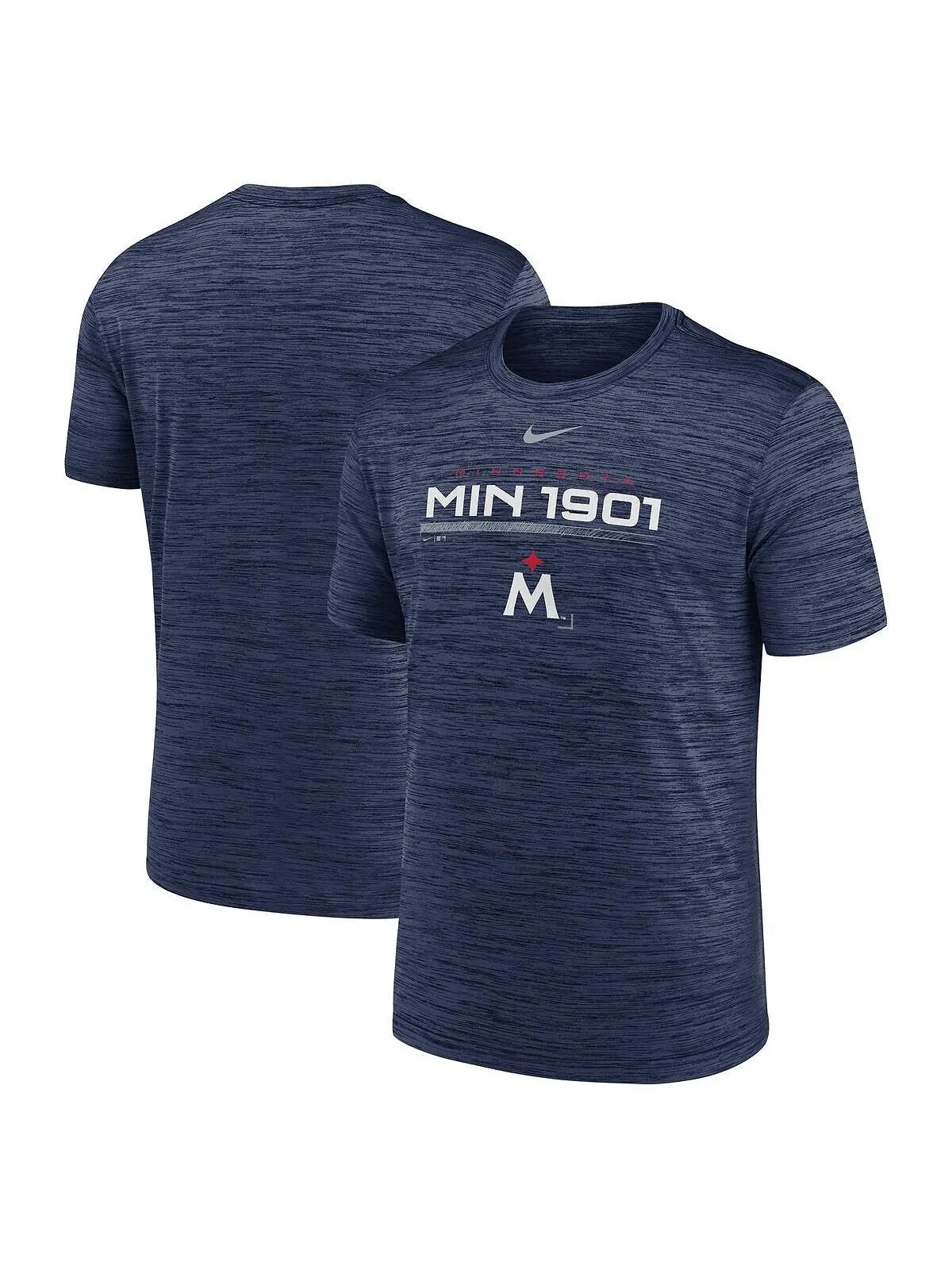 Мужская темно-синяя футболка Minnesota Twins Wordmark Velocity Performance Nike — изображение 1 из 3, темно-синий