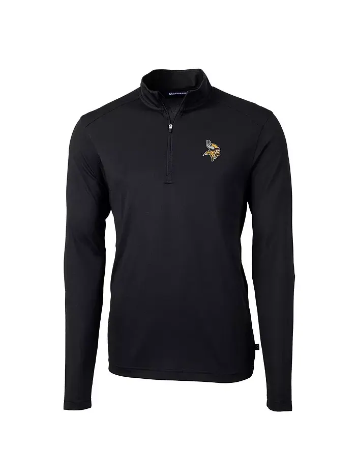 Мужская черная толстовка-полузип Minnesota Vikings Virtue Eco Pique Cutter & Buck