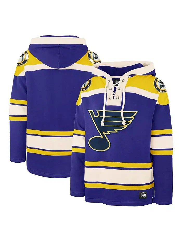 Мужская синяя толстовка с капюшоном St. Louis Blues Superior Lacer '47 Brand