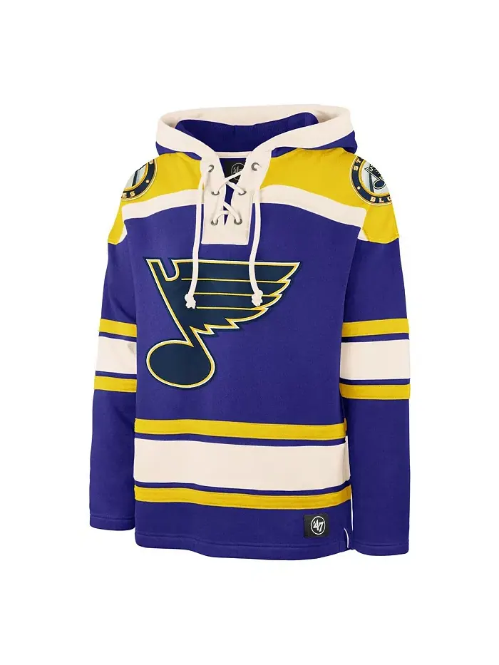 Мужская синяя толстовка с капюшоном St. Louis Blues Superior Lacer '47 Brand — изображение 3 из 3