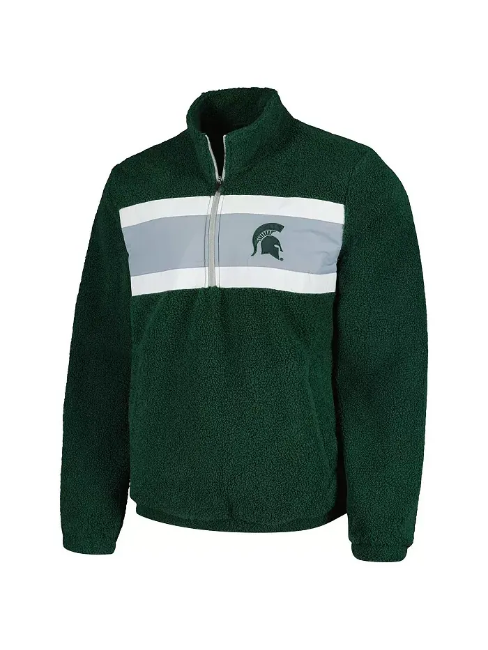 Толстовка Men's Green Michigan State Spartans Pinch Runner Half-Zip Top G-III Sports by Carl Banks — изображение 3 из 3