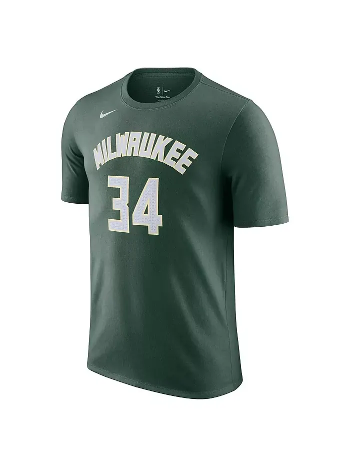 Мужская футболка Giannis Antetokounmpo Hunter Green Milwaukee Bucks Icon 2022/23 с именем и номером — изображение 2 из 3