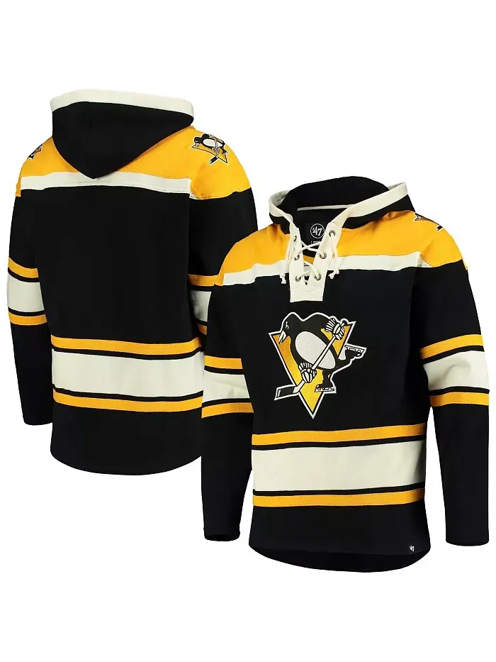 Мужская черная толстовка с капюшоном Pittsburgh Penguins Superior Lacer '47 Brand