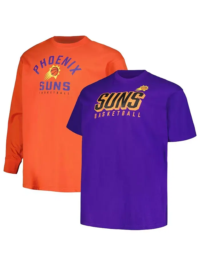 Мужской фиолетово-оранжевый набор футболок Phoenix Suns Big and Tall с коротким и длинным рукавом — изображение 1 из 4