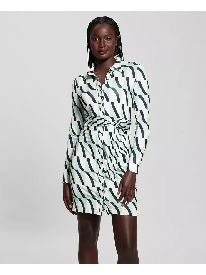 Женское платье Zora с застежкой на пуговицы спереди и длинными рукавами GUESS