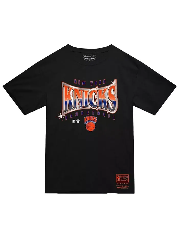 Мужская черная футболка New York Knicks Worldwide Collection Glow Up Mitchell & Ness — изображение 2 из 3