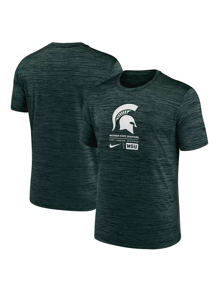 Мужская зеленая футболка Michigan State Spartans Campus Center Block Velocity Performance Nike