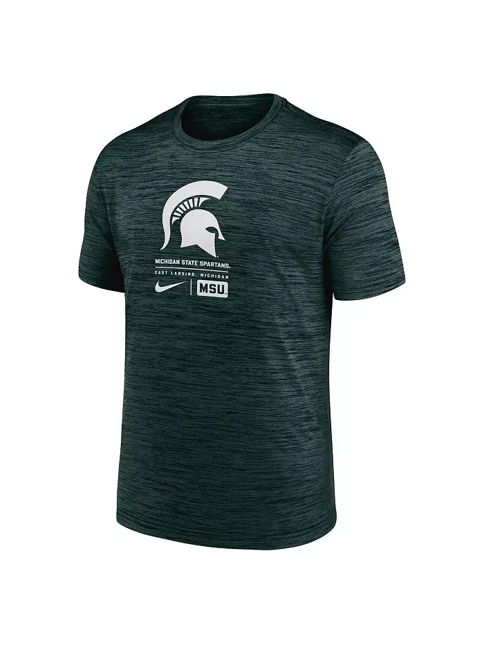 Мужская зеленая футболка Michigan State Spartans Campus Center Block Velocity Performance Nike — изображение 3 из 3