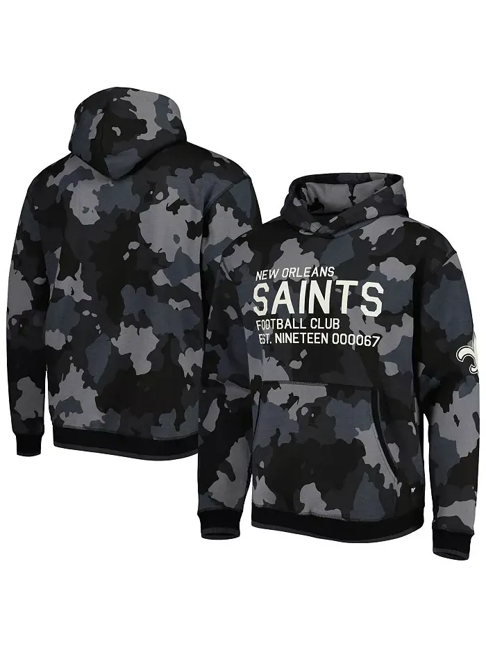 Мужская черная камуфляжная толстовка New Orleans Saints с капюшоном The Wild Collective
