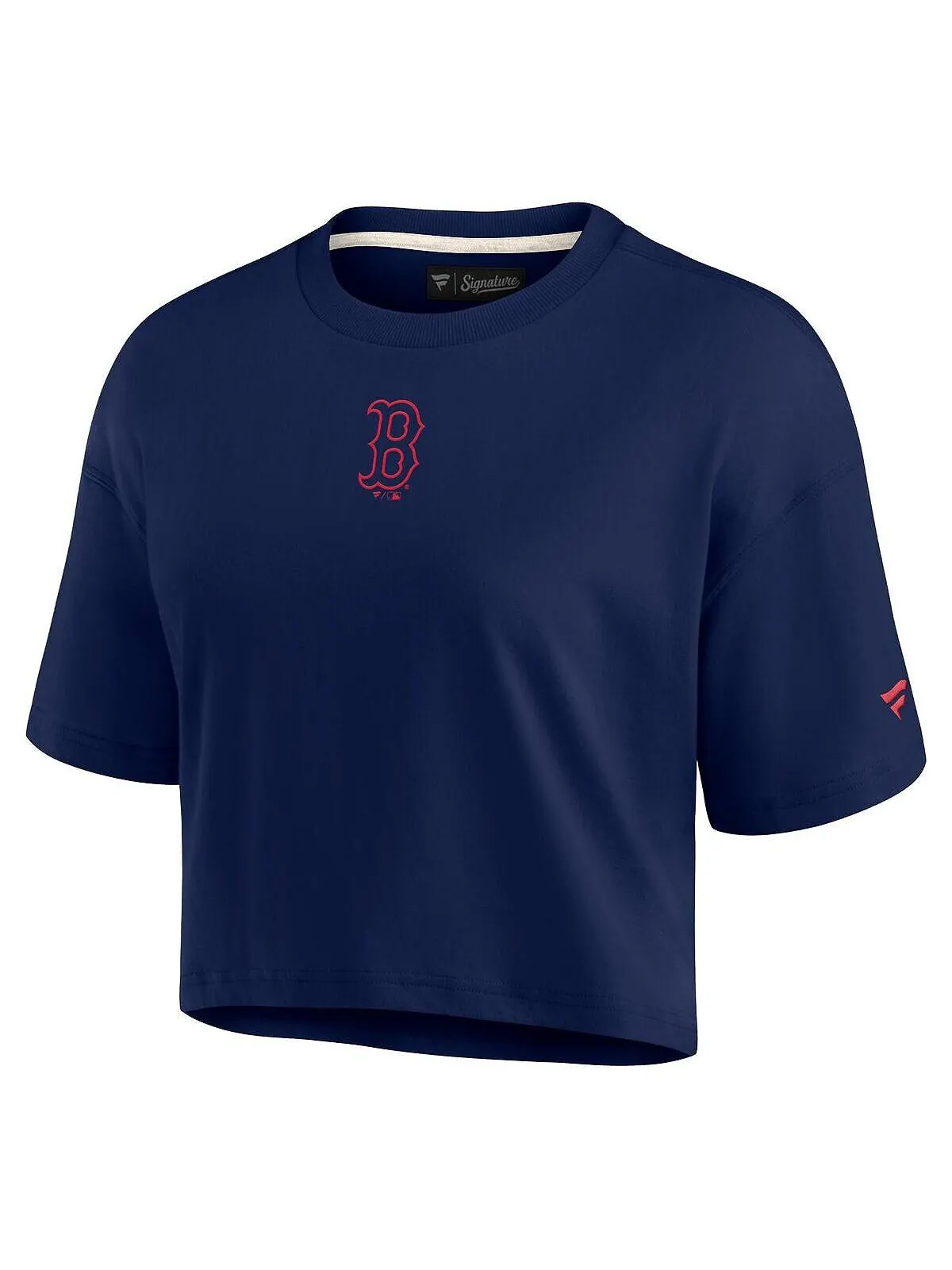 Женская темно-синяя укороченная футболка Boston Red Sox Super Soft с короткими рукавами Fanatics — изображение 2 из 3