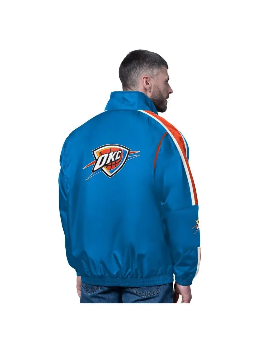 Starter Мужская синяя легкая куртка Oklahoma City Thunder Freestyle на молнии — изображение 2 из 2, синий оранжевый