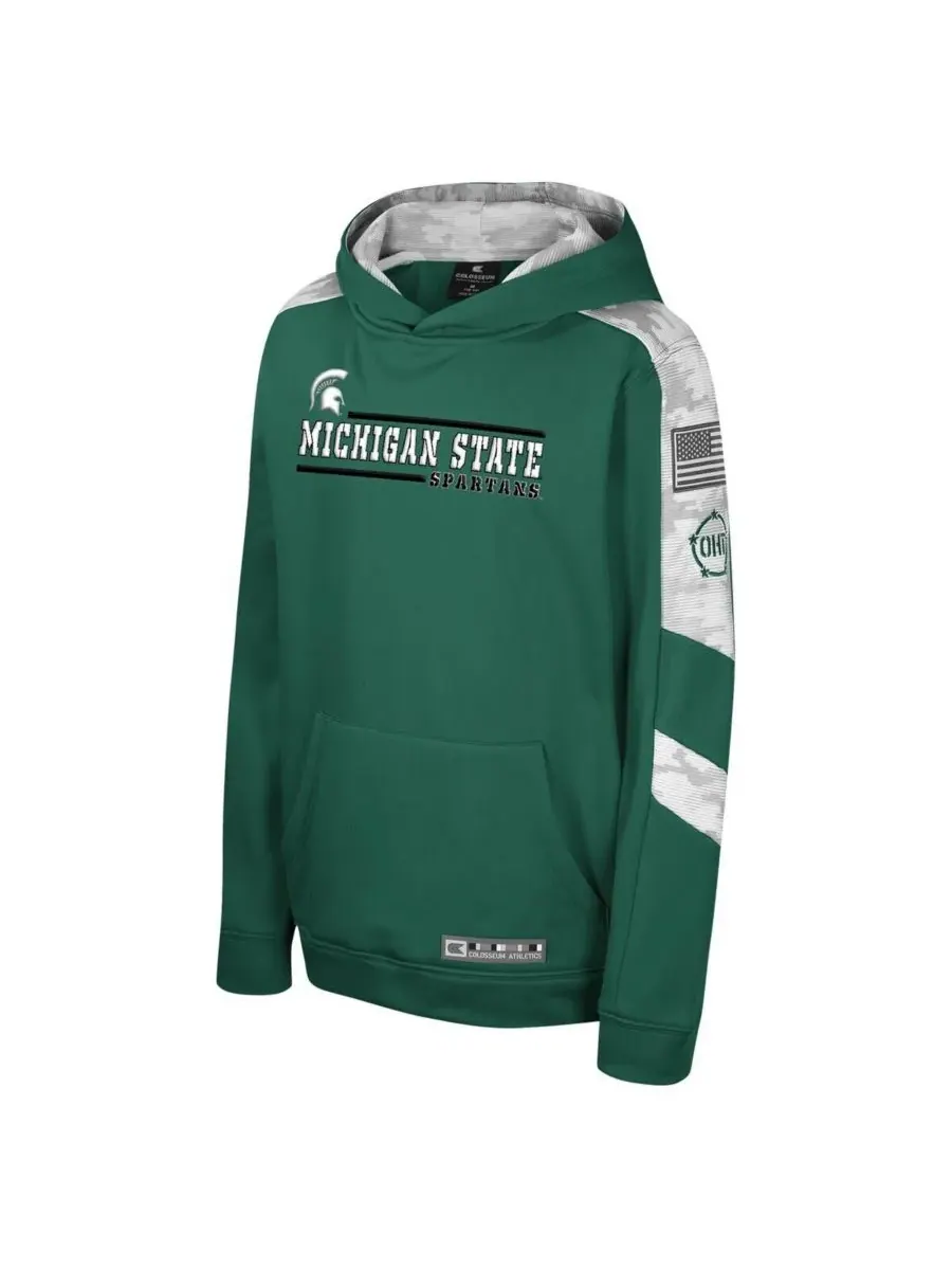 Colosseum Толстовка с капюшоном Big Boys and Girls Green Michigan State Spartans OHT Military — изображение 3 из 3, зеленый