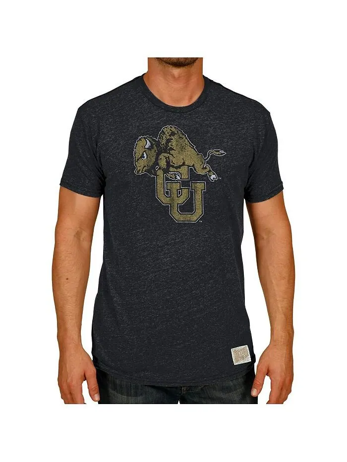 Мужская черная футболка с логотипом Colorado Buffaloes в винтажном стиле Tri-Blend Original Retro — черный