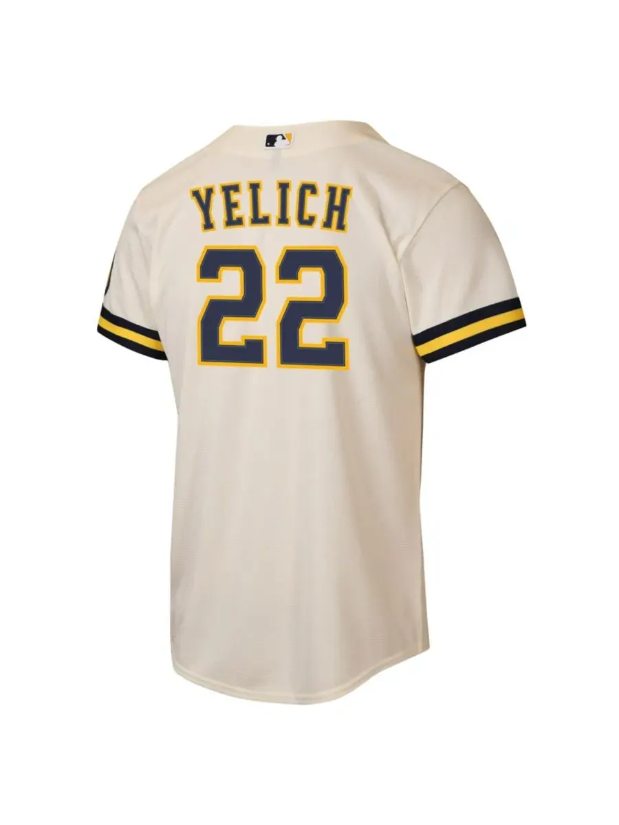 Детская футболка с длинным рукавом Christian Yelich Nike — изображение 2 из 3, бежевый
