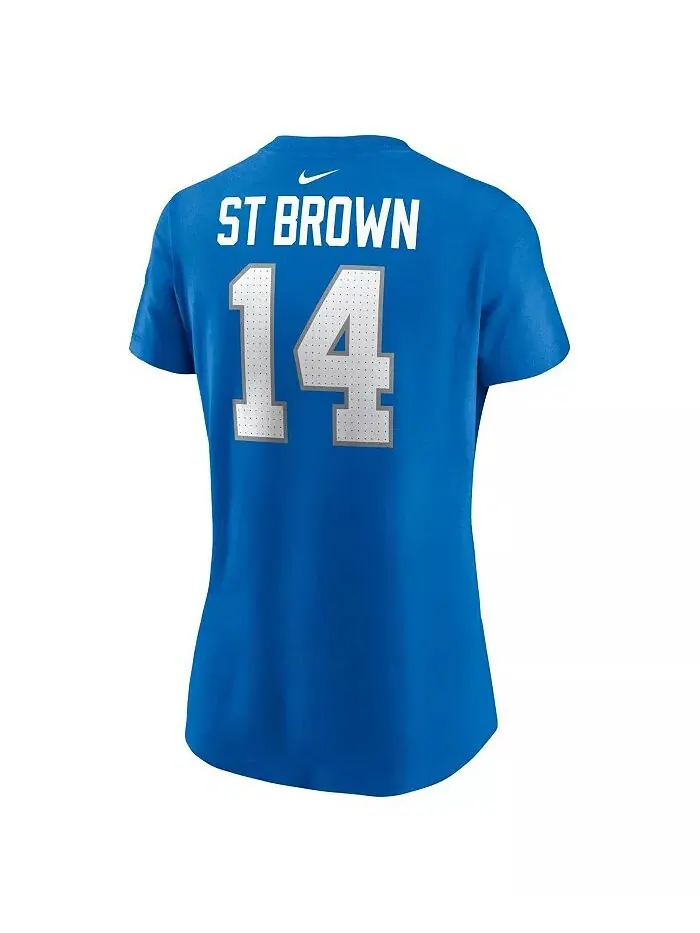 Женская футболка Amon-Ra St. Brown Blue Detroit Lions с именем и номером игрока Nike — изображение 3 из 3