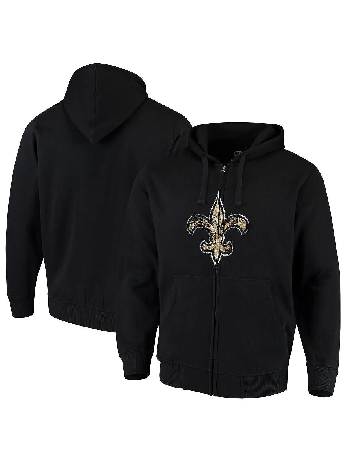 Мужская черная худи с логотипом new orleans saints primary на молнии во всю длину G-III Sports by — изображение 1 из 1