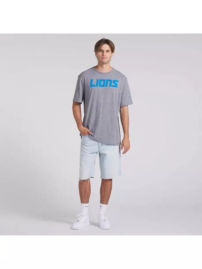 Футболка мужская, серо-лиловая, Detroit Lions, Tri-Blend Fanatics — изображение 4 из 5
