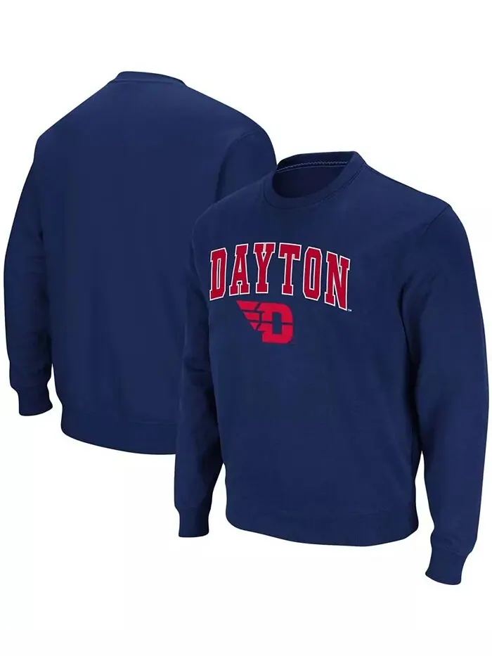 Мужская темно-синяя толстовка-пуловер Dayton Flyers Arch Logo Tackle Twill Colosseum
