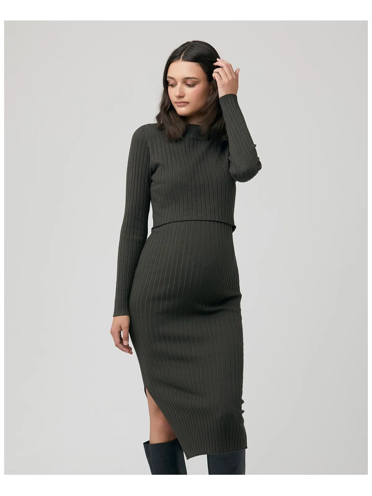 Трикотажное платье для кормления в рубчик Nella Ivy Ripe Maternity