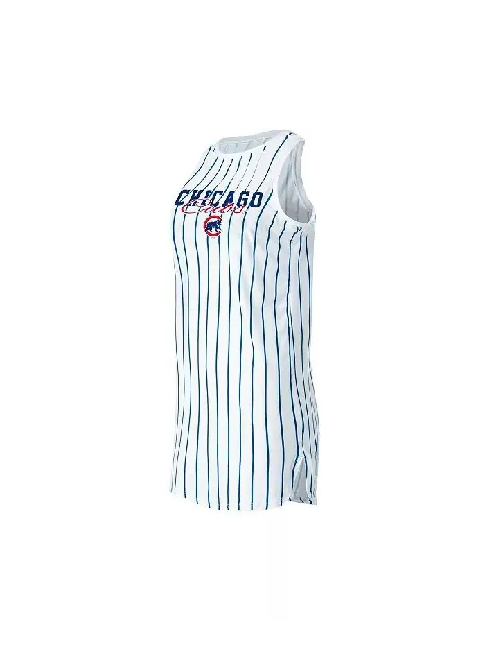 Женская белая ночная рубашка без рукавов Chicago Cubs Reel в полоску Concepts Sport