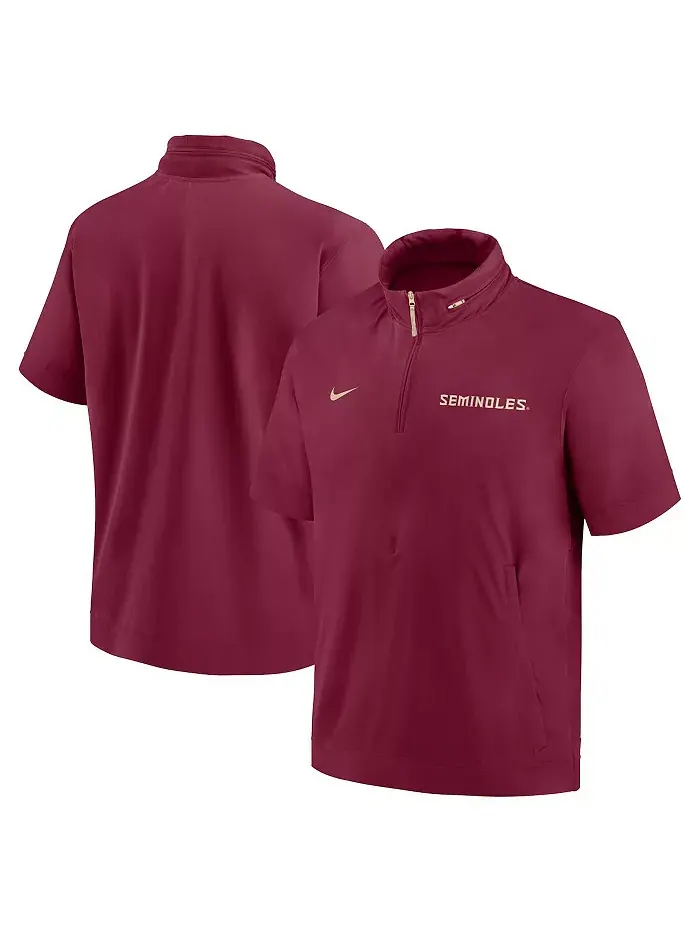 Мужская гранатовая толстовка-полузип Florida State Seminoles 2024 Sideline Coach с короткими — изображение 1 из 3