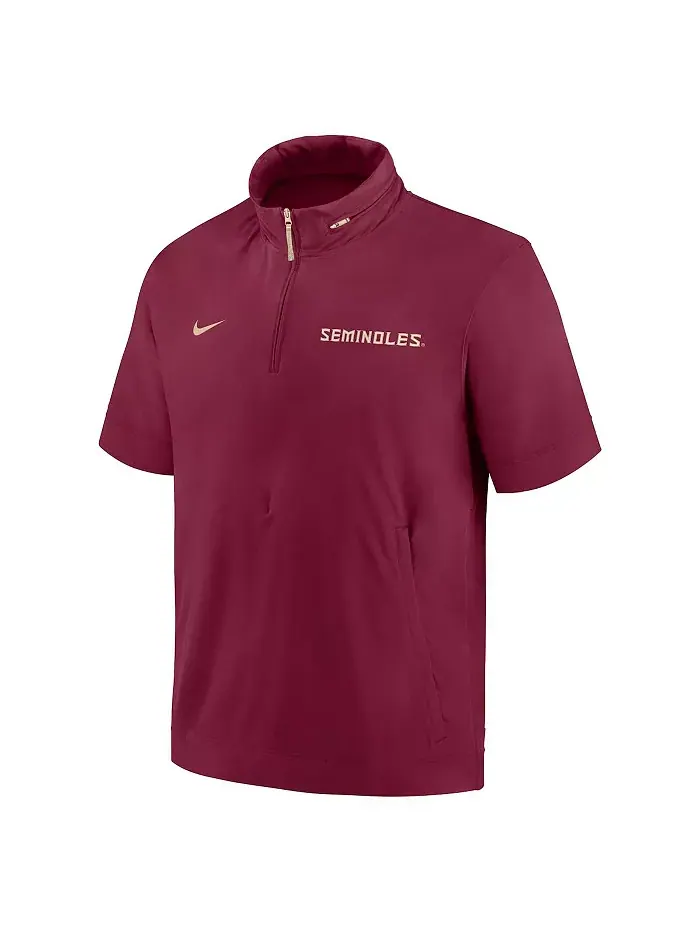 Мужская гранатовая толстовка-полузип Florida State Seminoles 2024 Sideline Coach с короткими — изображение 3 из 3