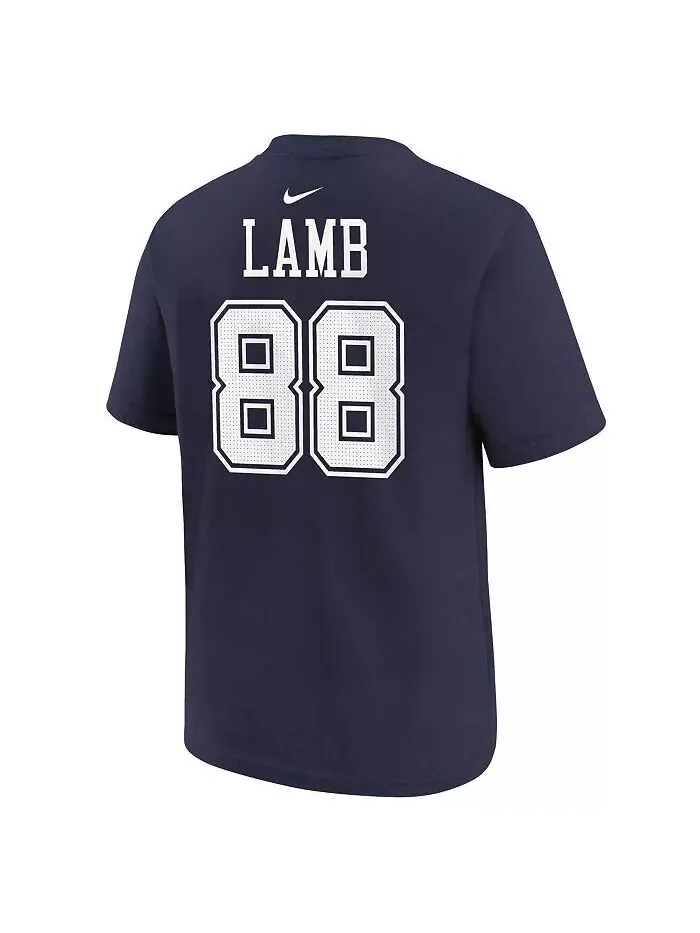 Футболка с именем и номером игрока CeeDee Lamb Navy Dallas Cowboys для мальчиков и девочек — изображение 3 из 3