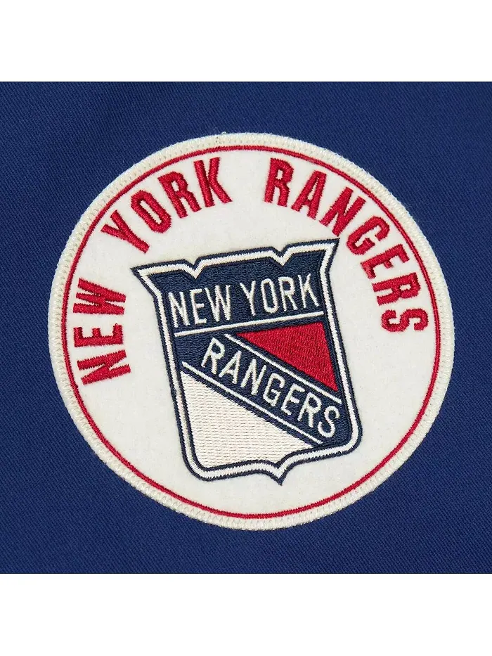 Мужская синяя хлопковая куртка New York Rangers Vintage Coaches с молнией Mitchell & Ness — изображение 3 из 5