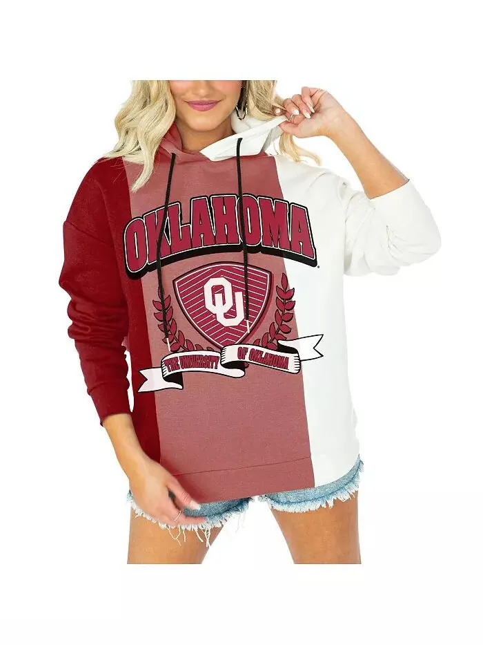 Женская толстовка с капюшоном Crimson Oklahoma Sooners Hall of Fame с цветными блоками Gameday