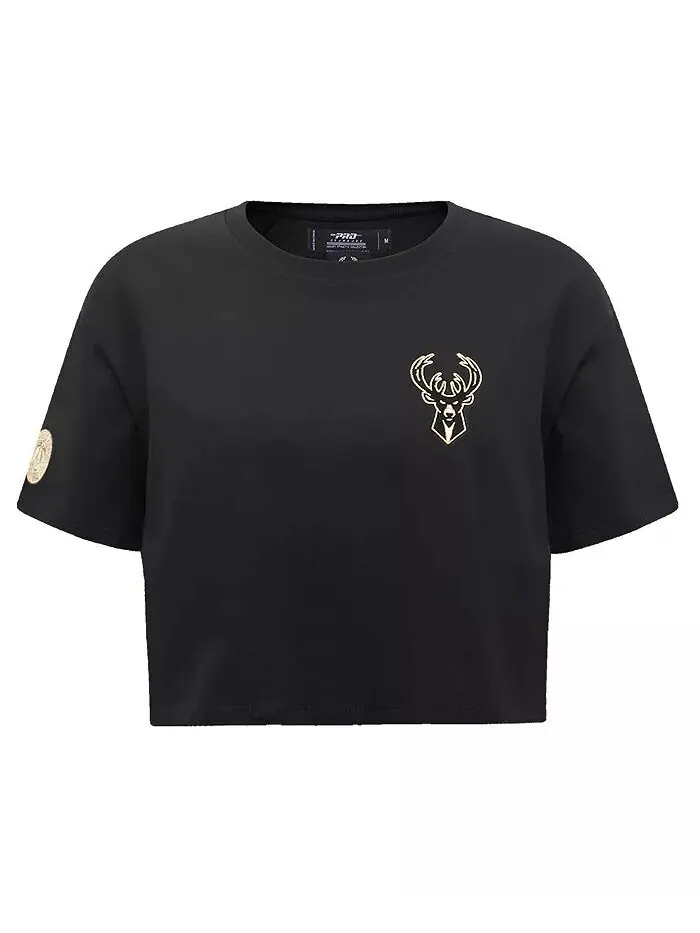 Женская черная футболка Milwaukee Bucks Holiday Glam Boxy Pro Standard — изображение 4 из 4