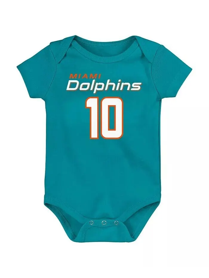 Боди для мальчиков и девочек Tyreek Hill Aqua Miami Dolphins с именем и номером основного игрока — изображение 2 из 3