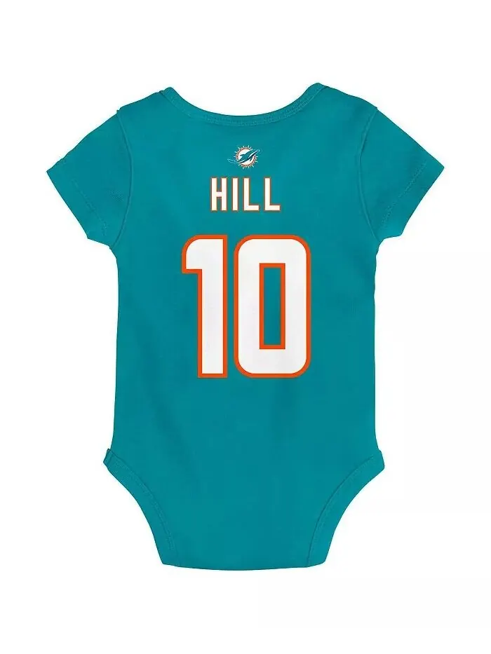 Боди для мальчиков и девочек Tyreek Hill Aqua Miami Dolphins с именем и номером основного игрока — изображение 3 из 3