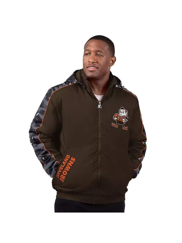 Мужская коричневая толстовка-куртка Cleveland Browns Thursday Night Gridiron на молнии Starter