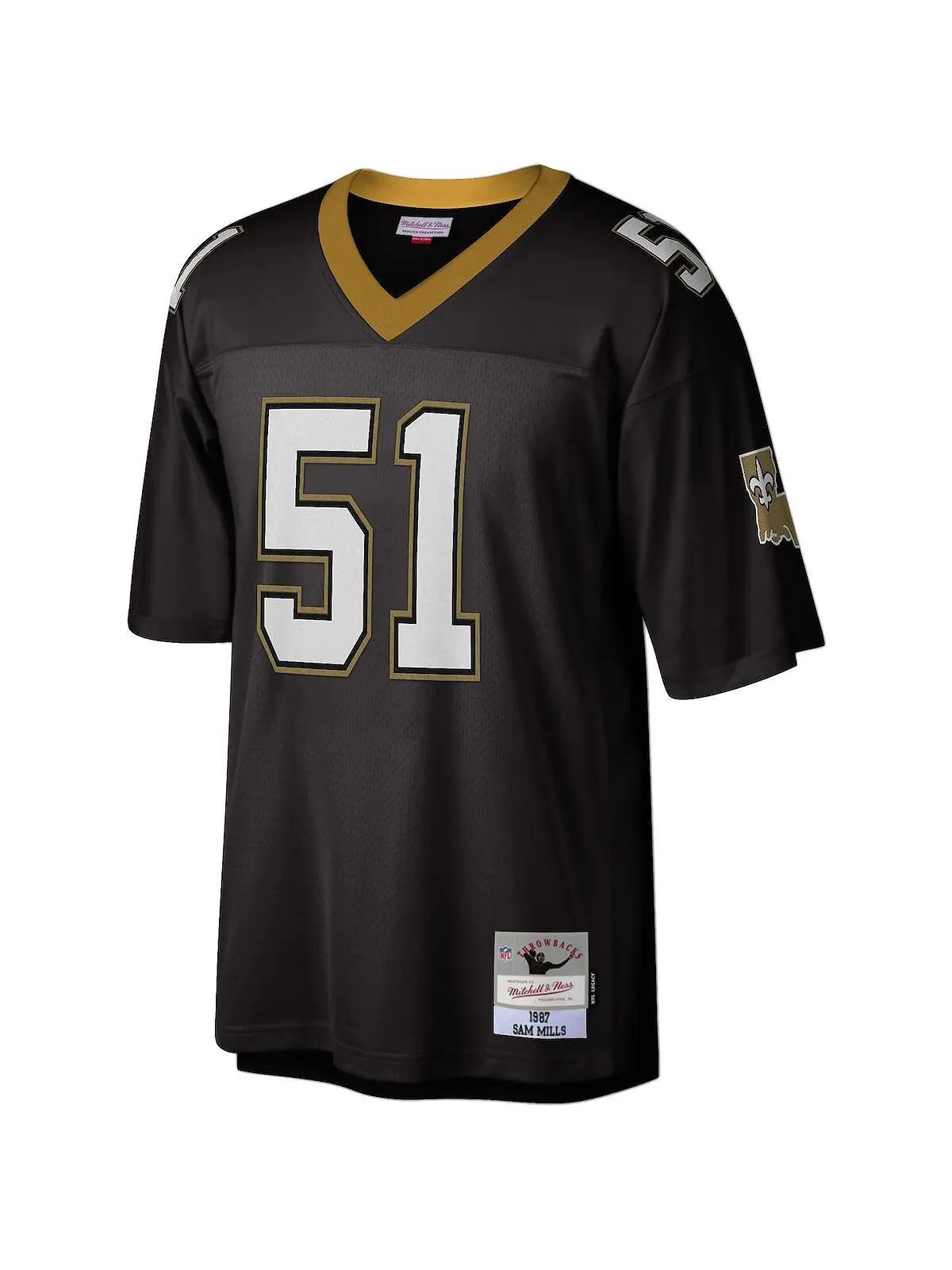 Мужская футболка sam mills black new orleans saints 1987 legacy replica jersey Mitchell & Ness — изображение 3 из 3, черный