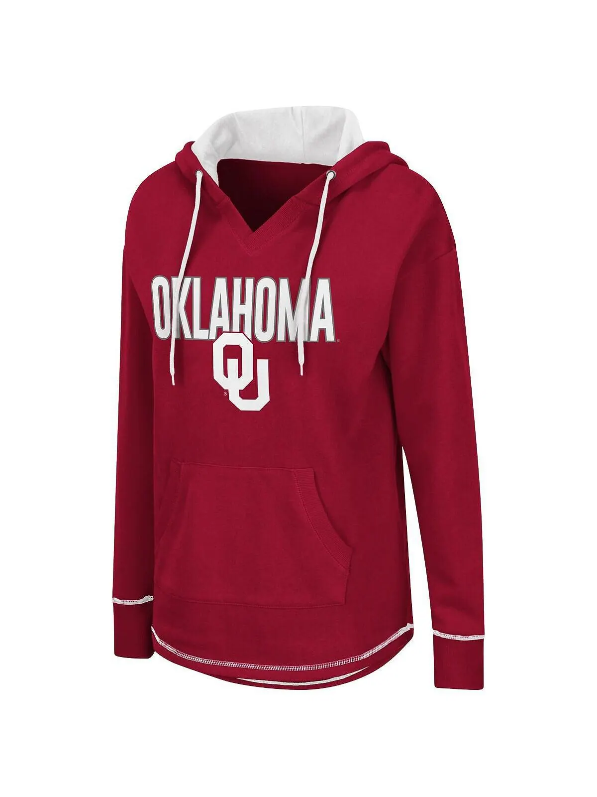 Женский пуловер с капюшоном и v-образным вырезом темно-красного цвета Oklahoma Earlys Tunic — изображение 3 из 3, красный