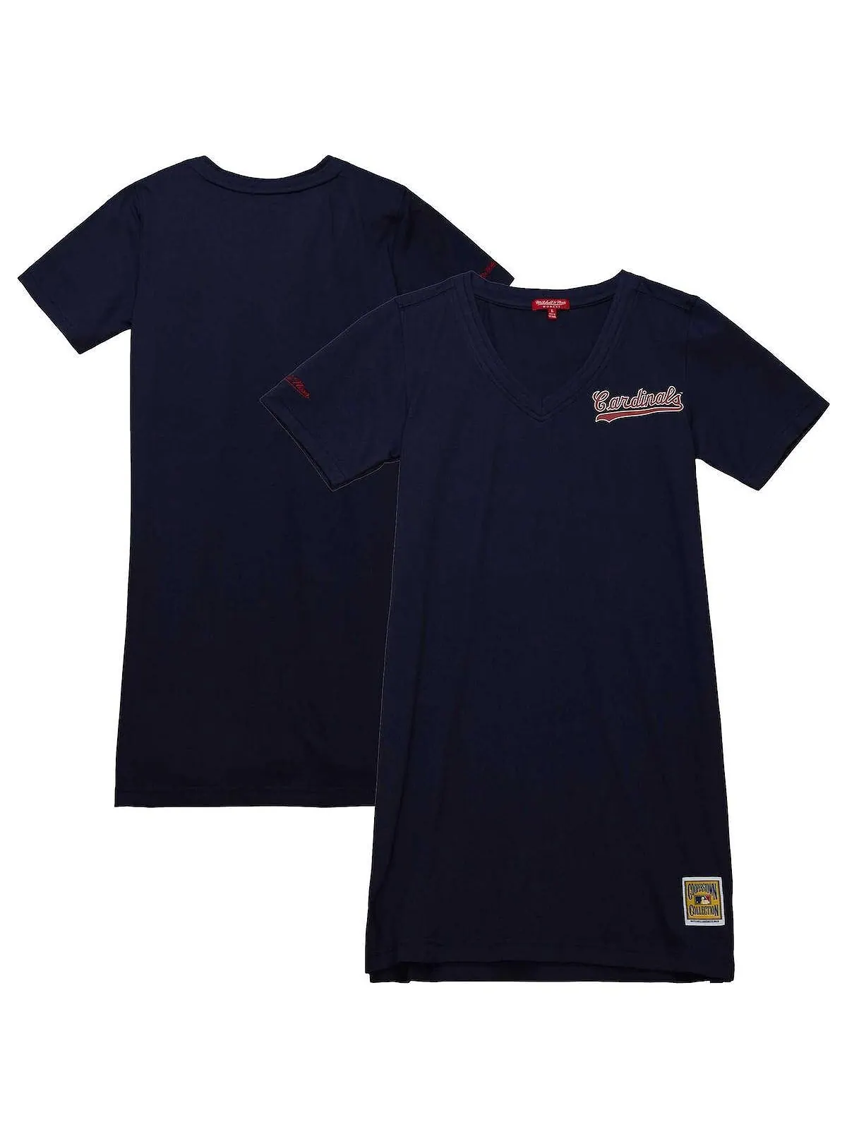 Женское темно-синее платье с v-образным вырезом St. Louis Cardinals Cooperstown Collection Mitchell