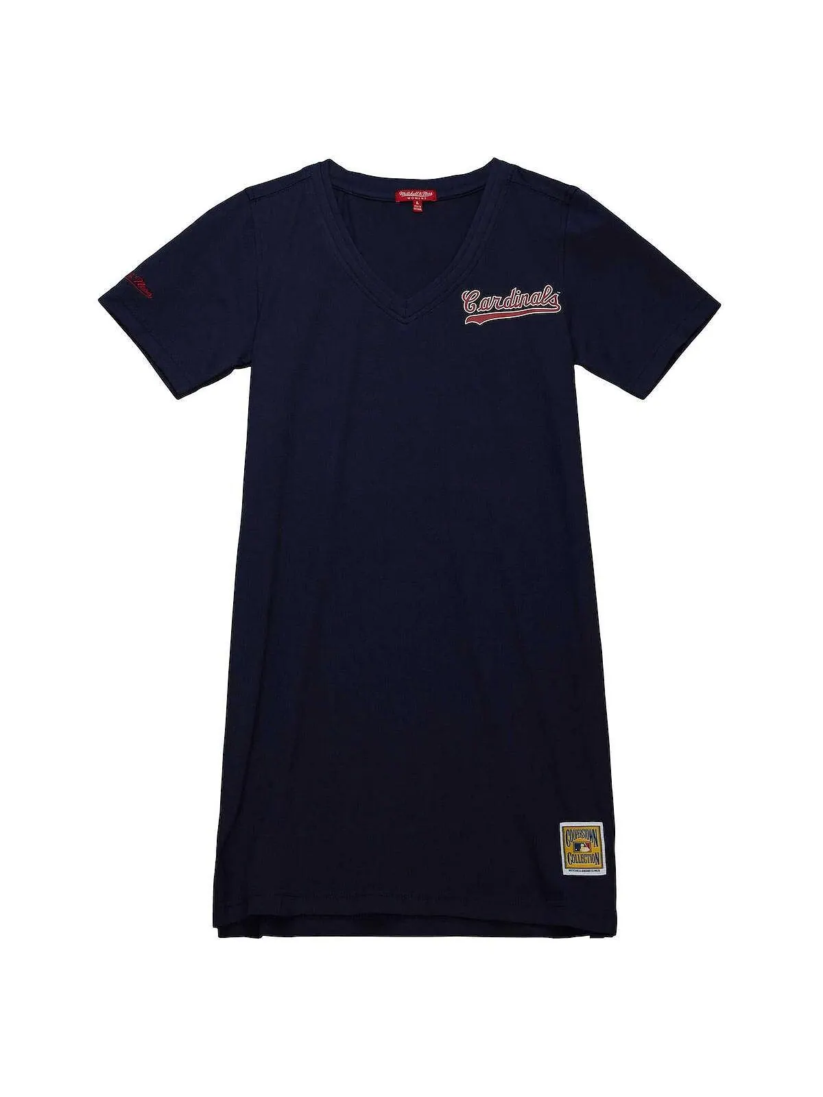 Женское темно-синее платье с v-образным вырезом St. Louis Cardinals Cooperstown Collection Mitchell — изображение 2 из 4