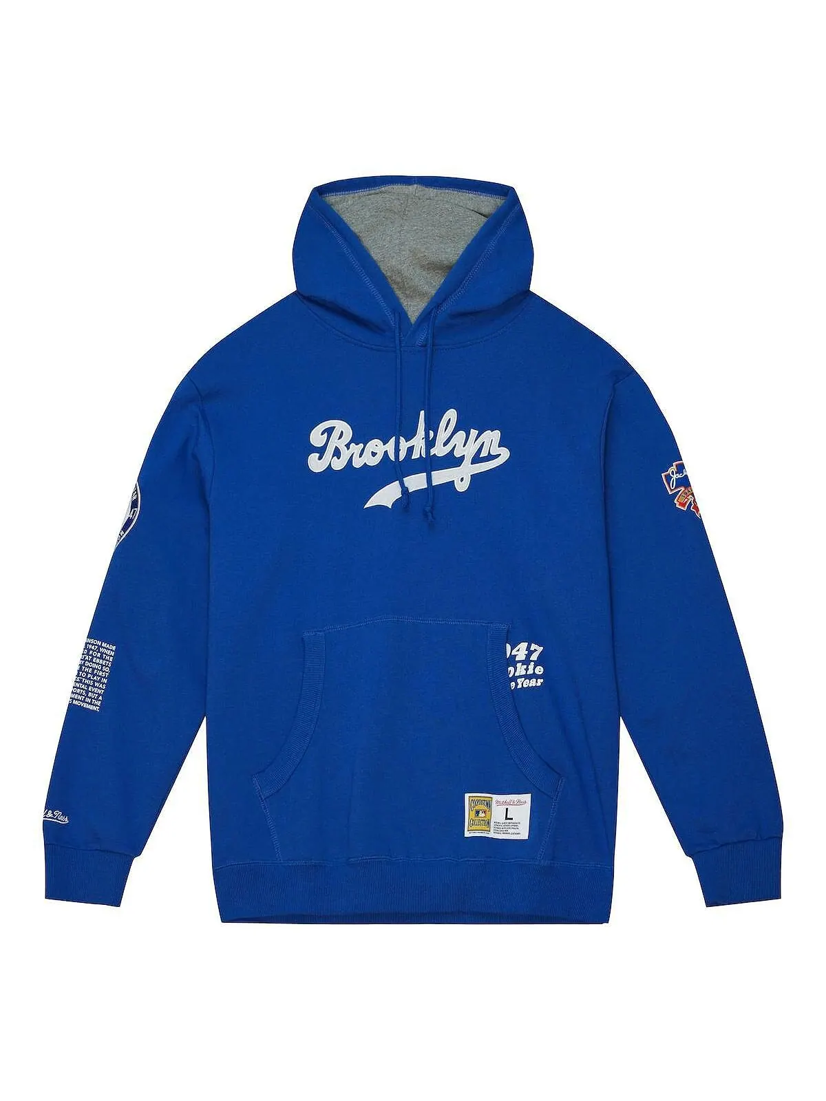 Мужской флисовый пуловер с капюшоном Jackie Robinson Royal Brooklyn Dodgers Cooperstown Collection — изображение 2 из 3