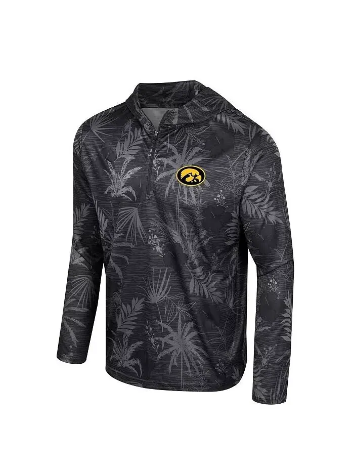 Мужская черная легкая толстовка с капюшоном Iowa Hawkeyes Palms Printed на молнии Colosseum — изображение 2 из 3