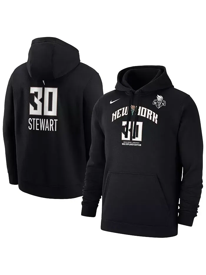 Мужская толстовка с капюшоном Breanna Stewart New York Liberty Explorer Edition, черная, с именем и — изображение 1 из 3