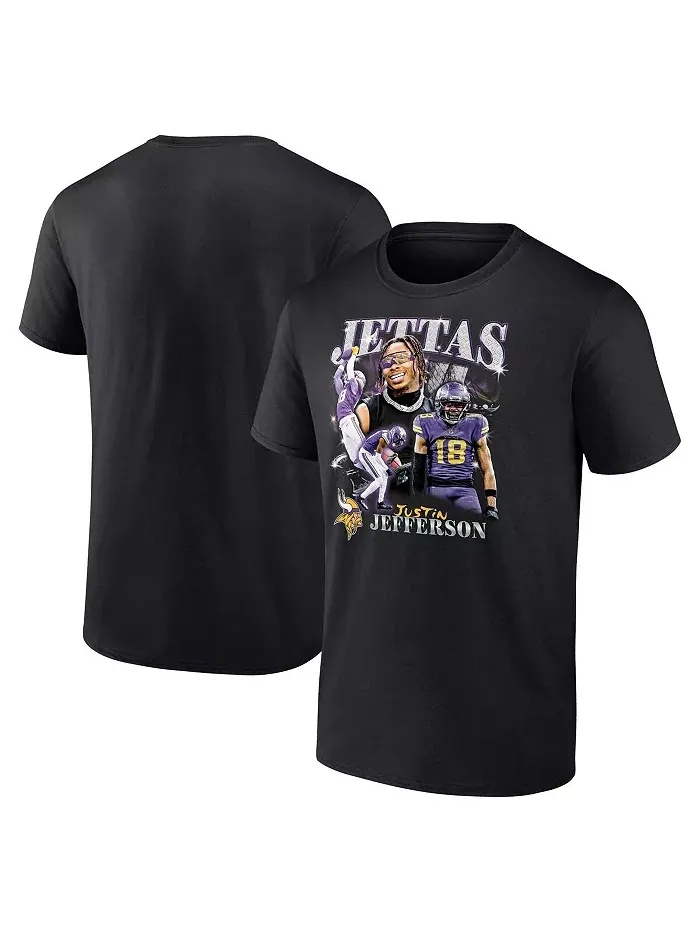 Мужская футболка с графическим принтом Justin Jefferson Black Minnesota Vikings Notorious Player — изображение 1 из 4