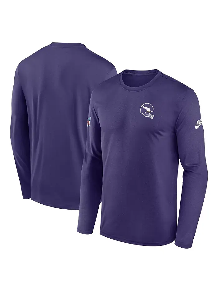 Мужская фиолетовая футболка с длинным рукавом и маленьким логотипом Minnesota Vikings Legend Nike — изображение 1 из 3