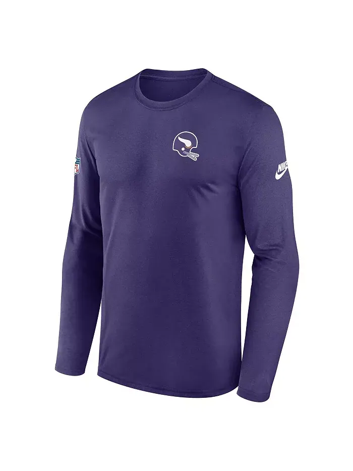 Мужская фиолетовая футболка с длинным рукавом и маленьким логотипом Minnesota Vikings Legend Nike — изображение 2 из 3