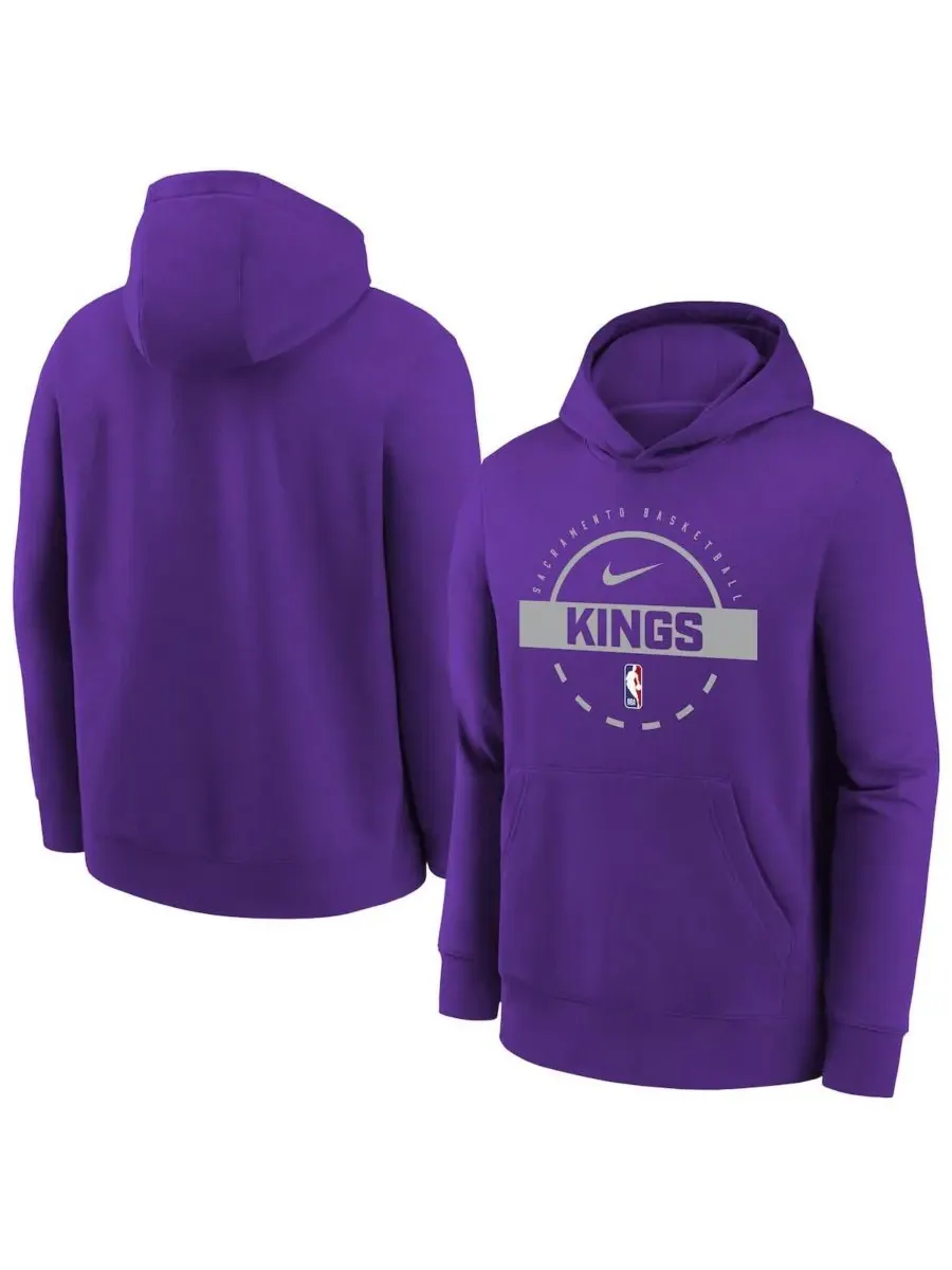 Nike Детская фиолетовая флисовая тренировочная толстовка Sacramento Kings сезона 2025/26
