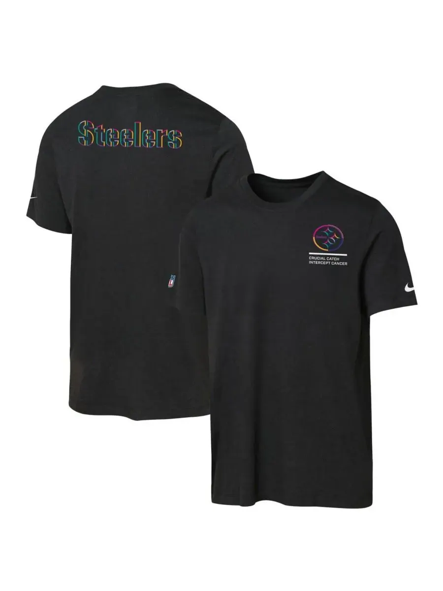 Nike Футболка Big Boys and Girls Black Pittsburgh Steelers 2025 NFL Crucial Catch Tri-Blend Dri-FIT — изображение 1 из 3